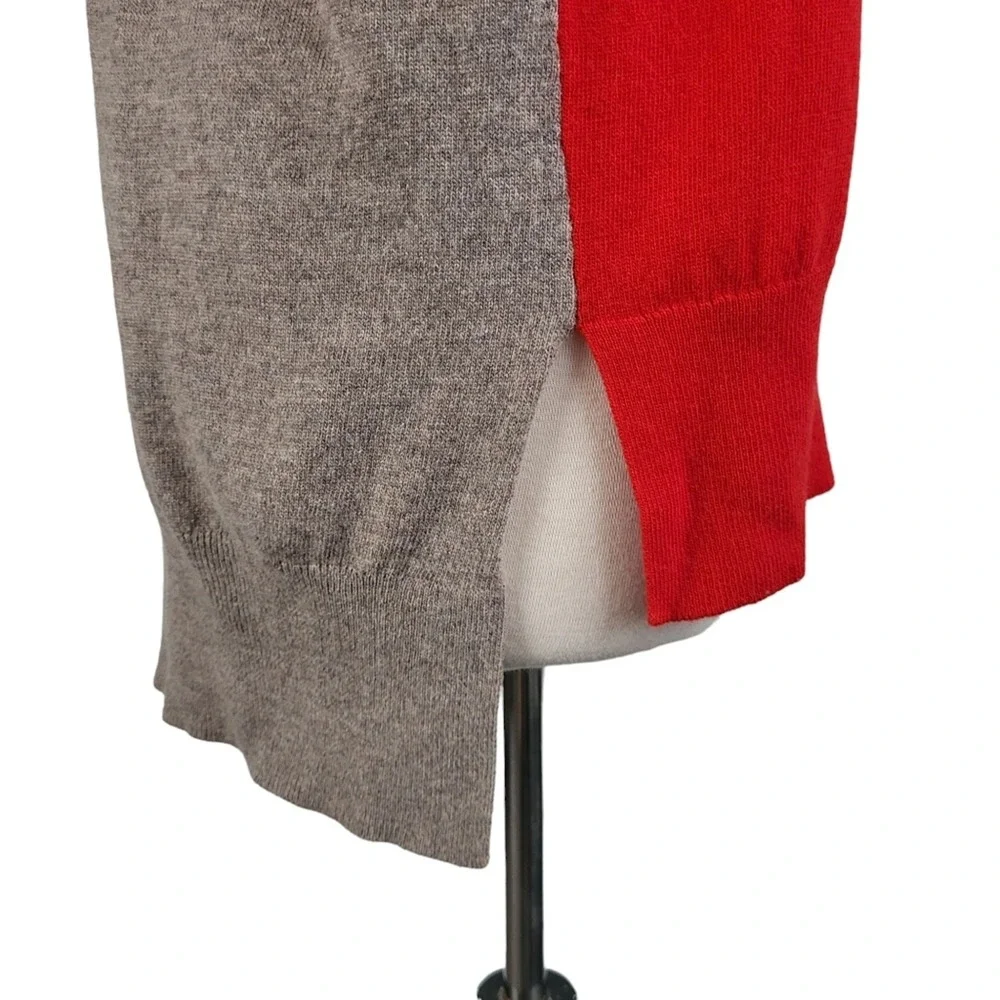 J.Crew Wool Blend Colorblock Tunic Sweater‎ Women's M Red Gray Relaxed Preppy